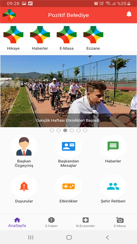 Hikaye , ana haberler menü ekranı